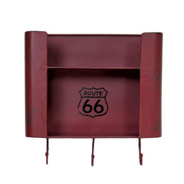 2 shelves bristol red metal shelf with 3-seater square hanger cm30x10h30