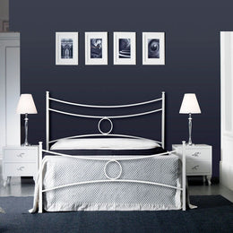 One and a half iron bed with footboard White CONCA 126x208x h117 cm
