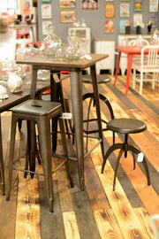 Bristol iron bar table with galvanized wood top