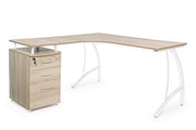 Corner desk with Kavita wooden chest of drawers