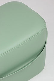 Rectangular pouf in imitation leather with GIONA handle Light Green 51x34x h35 vm