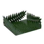 Rectangular dark green laurel leaf metal napkin holder cm16,5x16,5h6,5