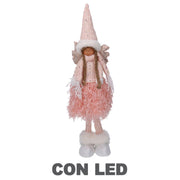Pink fabric led angel cm15x12h65