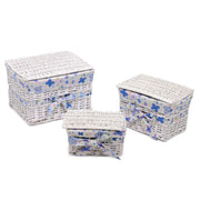 Rectangular white sam 1-3 split wicker box cm45x35h30
