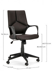 Office armchair in Damon fabric with black low back