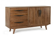 Sideboard 2 doors - 3 brown drawers in vintage style wood