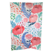 Wooden Windbreak with Poppies Design 120.6x2.5xH180.6x2.5xH180x2