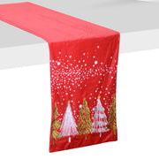 Red fabric runner with trees cm32x182x0,5