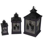 Wooden metal lantern 1-3 puppet white silver square cm30,5x30,5h63