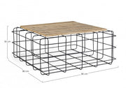 Industrial style coffee table in wood and steel 80x80