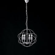Chandelier deco suspension iron White Silver four lights 39x h42 cm