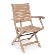 Natural style wooden chair with armrests