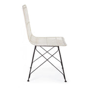 Contemporary style chair in steel and kubu White LUCILA 45x55x h85 cm