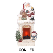 White santa claus resin led fireplace cm27,5x23h51