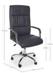 Office armchair with Queensland armrests in dark gray eco-leather