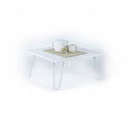 White bed breakfast table with folding legs 60 x 60 x 29 h cm