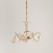 Suspension chandelier in iron Ivory Gold rose five lights 60x h47 cm