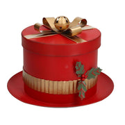 Round hat red metal box cmø29h20,5