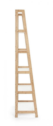 Bookcase in bamboo wood shelves in matt white lacquered mdf cm 62,5x 40xh. 180