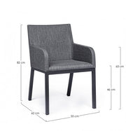 Outdoor chair with armrests in Anthracite fabric OWEN JX55 55x62x h82 cm