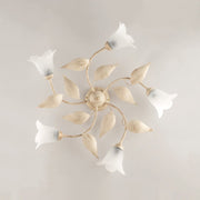 Ceiling lamp in iron Ivory Gold five lights Alabaster White glass 70x h20 cm