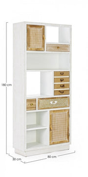 Eloise bookcase 3 doors 3 drawers in wood 180h cm