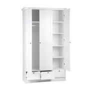 Landwood18 white wardrobe with three doors and three drawers