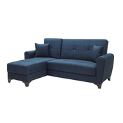 Sofa with reversible peninsula double EVA container in blue fabric