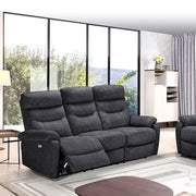 Dark Grey 3-Seater Sofa with 2 Electric Recliners L 198 x W 92 x H 109 cm