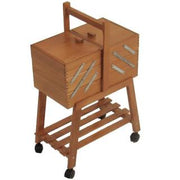 Workbench n.20 walnut cm34xh47-57x20 with beech wheels made in italy