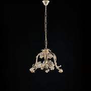 Hanging chandelier in iron ivory decape and gold roses one light 47x h31 cm