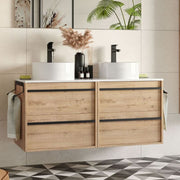 Suspended bathroom cabinet Nuar120 ostippo oak double washbasin 4 drawers 120x45x54h