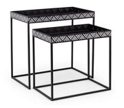 Set of 2 Inky black metal coffee tables