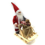 Fabric Santa Claus with red gift sleigh cm33x12h30