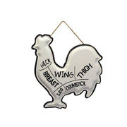 Black and white metal rooster plate cm36x40x1