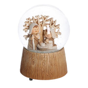 Glass ball with natural nativity music box 10x10h14.5 cm
