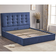Dark Blue Fabric Double Storage Bed Coco