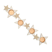 Candle holder wood white gold stars 4pcm48,5x11,5h2,3