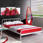 Genoa double bed in white metal