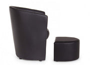 Leatherette armchair with black removable pouf RITA 64,5x 59,5x h78 cm