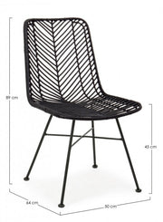 2x Lorena chair black rattan weaving