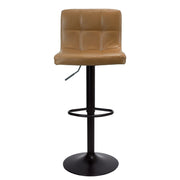 Adjustable Rust-Colored Stool with Matte Black Legs and Fabric Seat