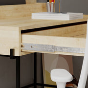 Leila Oak Desk with Anthracite Details and Drawer, 101x60x110 cm