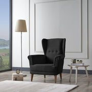 Bergere armchair Olive dark gray fabric