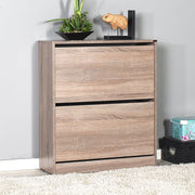 Shoe cabinet with 2 flap doors, oak color 73x26xh.84 cm