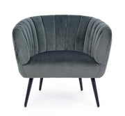 Avril gray metal and velvet armchair