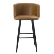 Limin Taupe Faux Leather Stool with Matte Black Legs - 100cm x 54cm x 55cm