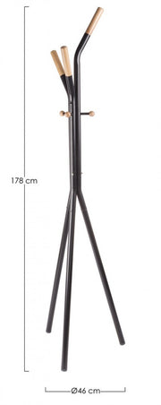 Alain modern coat hanger in black steel 178h cm