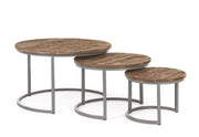 Narvik set of 3 steel and wood coffee tables