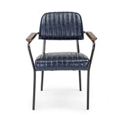 Nelly vintage style chair in eco-leather with blue armrests 84 h cm
